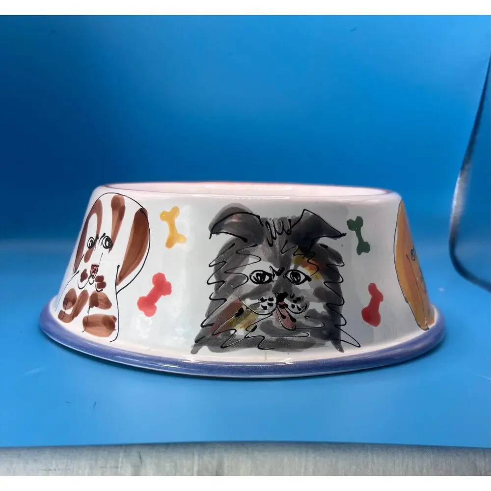 Mesa International Hand Crafted Pottery Pet Food Bowl~Water Bowl~Dog Bone~Signed